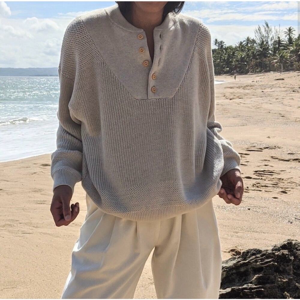 NA NIN Bud Pima Cotton Striped Henley (Latte) - Picture 5 of 10